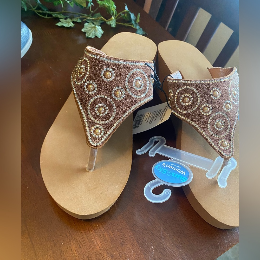 Brown Beaded Women's Sandals
